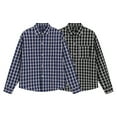 thumbnail image 1 of YFNNUP Big and Tall Plaid Shirts for Men Casual Button Down Shirt Oversize Lapel Long Sleeve Tshirt 2026 Spring Coats Blue XL, 1 of 9