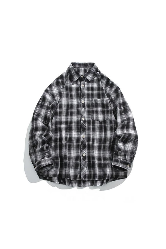 Big and Tall Plaid Shirts for Men Long Sleeve Button Down Shirt Autumn Winter Work Shirt Casual Plaid Western Shirts Black XXXL