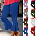 thumbnail image 1 of YFNNUP Capri Pants for Women Stretch Yoga Cropped Pants Capris Ruffle Bell Bottom Athletic Work Leggings Red,M, 1 of 7
