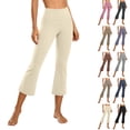 thumbnail image 1 of YFNNUP Capris Flare Leggings for Women High Waisted Capri Pants Tummy Control Workout Yoga Pants Brown,M, 1 of 7