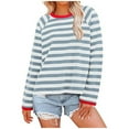 thumbnail image 1 of YFNNUP Casual Crewneck Sweatshirts for Ｗomens Striped Long Sleeve Sweatshirt Cozy Oversized Sweatshirts Trendy Soft Sweatshirt, 1 of 4