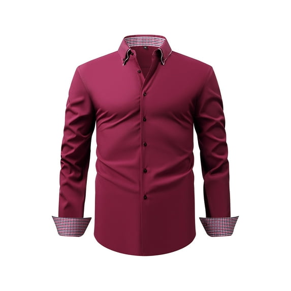 YFNNUP Dress Shirts for Men Button Down Shirts 2025,Men's Luxury Disco Party Prom Tops Long Sleeve Dress Shirts