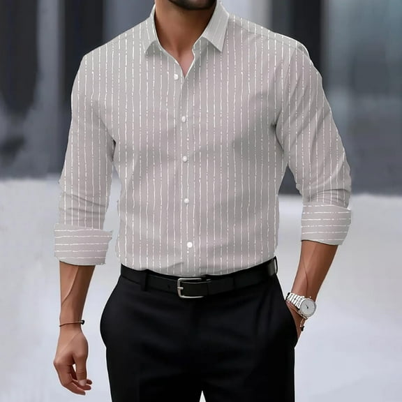 YFNNUP Dress Shirts for Men Lightweight Button Down T-Shirt Wrinkle Free Long Sleeve Lapel Shirts Casual Work Formal Wear