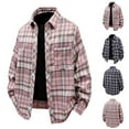 thumbnail image 1 of YFNNUP Flannel Shirt for Men Long Sleeve Plaid Tshirt Casual Button Down Shirts Jacket Lightweight Work Tshirt with Pockets Pink XL, 1 of 4