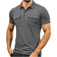 thumbnail image 1 of YFNNUP Golf Shirts for Men Breathable Quick Dry Work T Shirts Solid Color Short Sleeve Tees Classic Button Up Dress Shirt Cargo Shirts with Pockets, 1 of 6