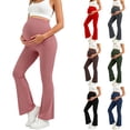 thumbnail image 1 of YFNNUP Maternity Flare Leggings for Women Over The Belly Workout Yoga Pregnancy Pants with Pockets Brown,S, 1 of 6
