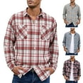 thumbnail image 1 of YFNNUP Men Big and Tall Plaid Shirts Loose Fit Long Sleeve Work Shirt Casual Button Down Shirt Jacket with Pockets Pink XXXXXL, 1 of 4