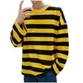 thumbnail image 1 of YFNNUP Men Striped Long Sleeve T-Shirt Round Neck Pullover Tee Cozy Pajams Tops, 1 of 2