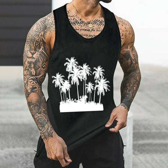 YFNNUP Men's Athletic Compression Shirts Sleeveless Workout Tank Top Sports Base Layer Running Basketball