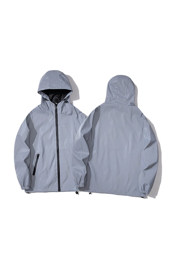 Men's Big and Tall Rain Jacket with Hood Lightweight Rain Coats Waterproof Raincoat Packable Windbreaker for Hiking Cycling Gray,XXXXXL