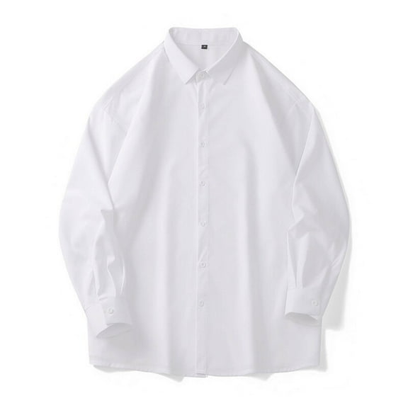 YFNNUP Men's Big and Tall Wrinkle-Free Dress Shirts Long Sleeve Button Down Shirt Regular Fit Wedding Silky Shirt