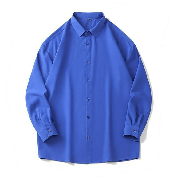 YFNNUP Men's Big and Tall Wrinkle-Free Dress Shirts Long Sleeve Button Down Shirt Regular Fit Wedding Silky Shirt