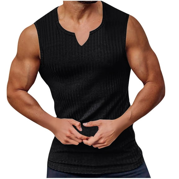 YFNNUP Men's Casual Retro Slim Fit Workout Gym Muscle Running Tank Top Undershirts Sleeveless Shirts