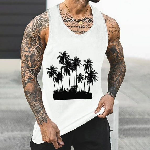 YFNNUP Men's Casual Tank Tops Knit V Neck Sleeveless T Shirts Summer Beach Lightweight Muscle Tee Men Plus Size Tank Tops