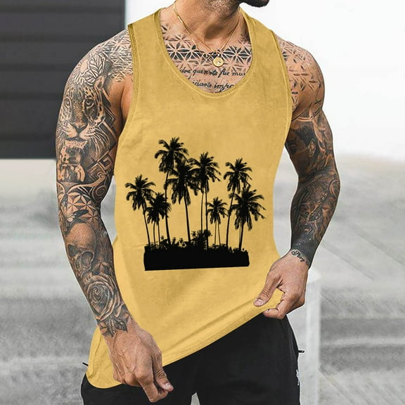 YFNNUP Men's Casual Tank Tops Sleeveless Beach T Shirts Summer Fashion Tank Shirt
