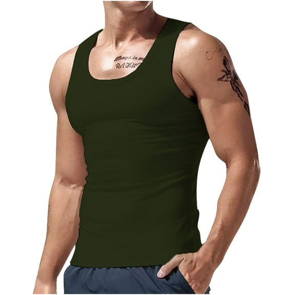 YFNNUP Men's Compression Shirt Slimming Body Shaper Vest Gym Workout Tank Top Sleeveless Abdomen Shapewear