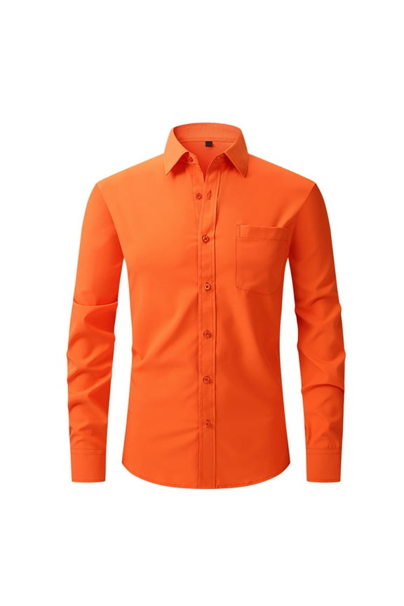 Men's Dress Shirts Solid Long Sleeve Stretch Wrinkle-Free Formal Shirt Business Casual Button Down Shirts Slim Fit Oxford Shirts