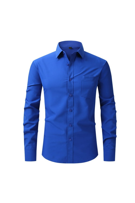 Men's Dress Shirts Solid Long Sleeve Stretch Wrinkle-Free Formal Shirt Business Casual Button Down Shirts Slim Fit Oxford Shirts