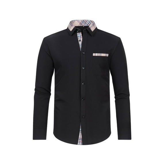 YFNNUP Men's Dress Shirts Wrenkle-Free Long Sleeve Shirt Regular Fit Button Down Shirts Formal Oxford Shirts Nightclub Shirts