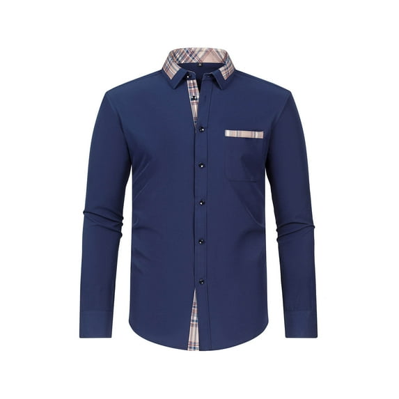 YFNNUP Men's Dress Shirts Wrenkle-Free Long Sleeve Shirt Regular Fit Button Down Shirts Formal Oxford Shirts Nightclub Shirts