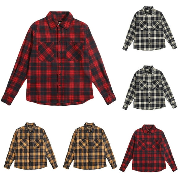 YFNNUP Men's Flannel Plaid Shirts Long Sleeve Button Down Shirts Casual Fall Work Shirt Jacket with Pockets Navy XXXL