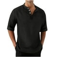 thumbnail image 1 of YFNNUP Men's Henley Shirts 3/4 Roll Up Sleeve 3 Button T-Shirts Casual Lightweight Basic Tee Fashion Summer Tops, 1 of 7