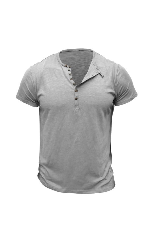 Men's Henley Shirts Short Sleeve Casual Button Down Shirts Lightweight Summer Basic Tee Loose Muscle Tshirt