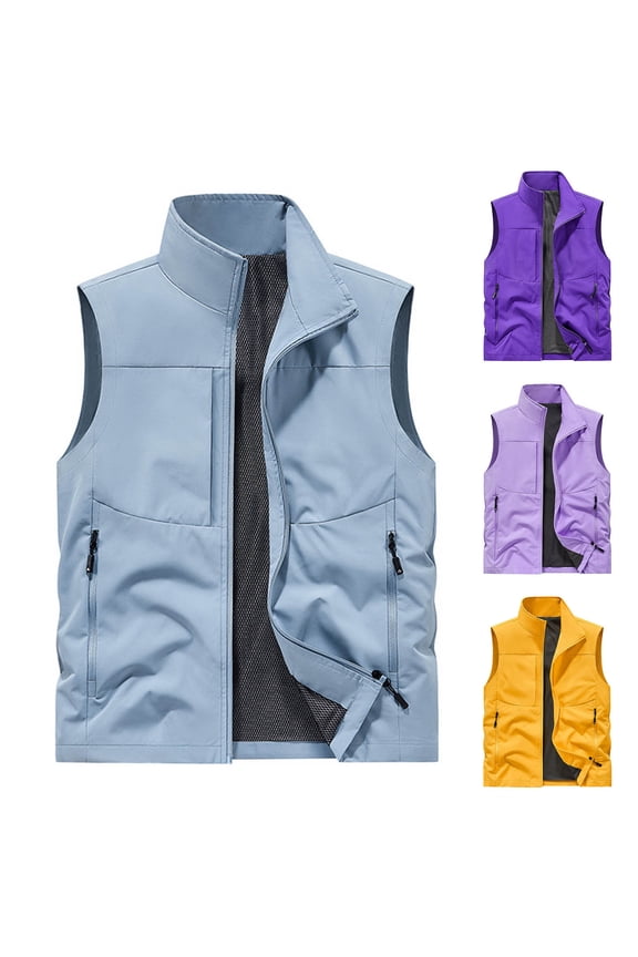 Men's Lightweight Softshell Vest Outerwear Zip Up Fleece Lined Windproof Sleeveless Jacket for Golf Running Hiking Pink,M