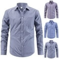 thumbnail image 1 of YFNNUP Men's Long Sleeve Button Down Shirt Slim Fit Plaid Shirts Business Casual Dress Shirts Navy L, 1 of 6