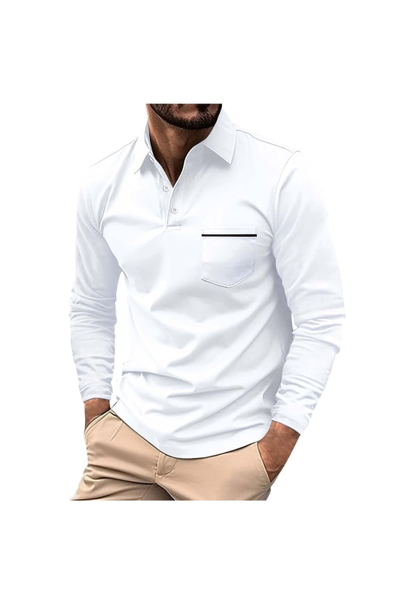 Men's Long Sleeve Shirt Casual Zip Up Golf Shirt Classic Collared Work Shirt