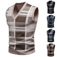 thumbnail image 1 of YFNNUP Men's Plaid Sweater Vest V Neck Pullover Knit Tank Tops Regular Fit Sleeveless Sweaters Gray L, 1 of 4