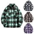 thumbnail image 1 of YFNNUP Men's Sherpa Lined Flannel Shirt Jacket Long Sleeve Plaid Outwear Casual Button Down Shirts with Pockets Outdoor Lapel Outerwear Black L, 1 of 5