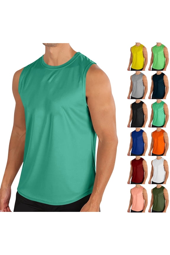 Men's Sleeveless Shirts Quick Dry Tank Tops for Men Athletic Gym Workout Muscle Shirts Lightweight Running Sports Tee Pink