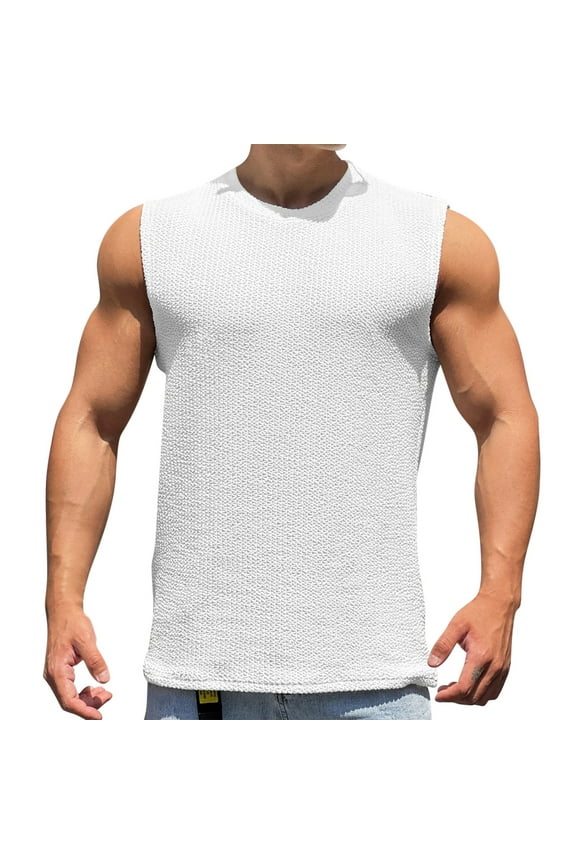 Men's Tank Top Cotton Sleeveless Muscle Cut Off T Shirts Gym Workout Tank Tops Summer Beach Tanks