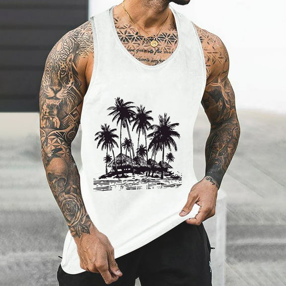 YFNNUP Men's Tank Tops Quick Dry Workout Sleeveless Gym Muscle Shirts Athletic Bodybuilding Tee Shirt