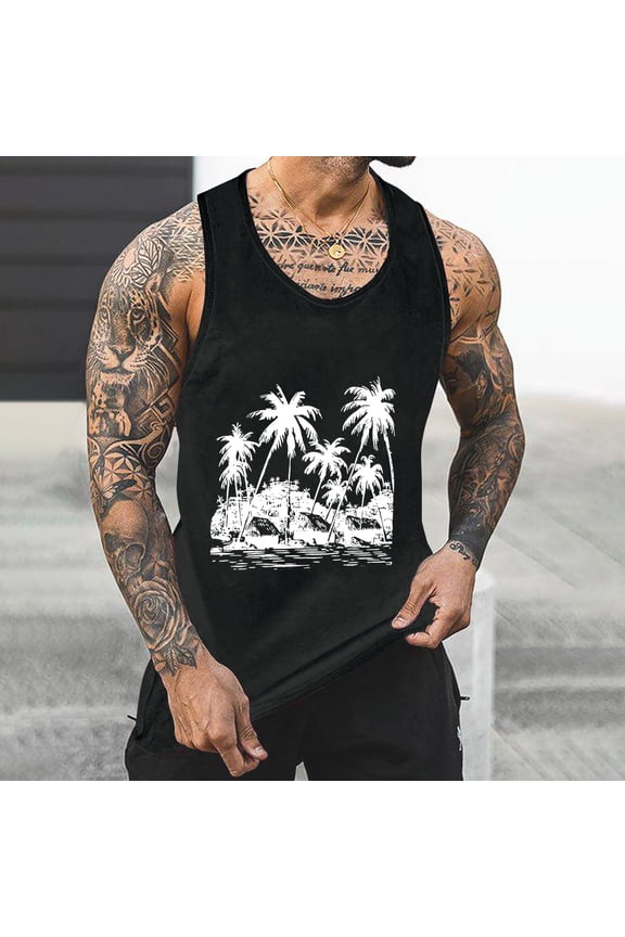 Men's Tank Tops Swim Beach Sleeveless Shirt Quick Dry Gym Workout Stringer Muscle Tshirts Big and Tall