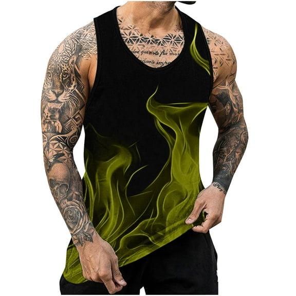 YFNNUP Men's Tank Tops Workout Gym Athletic Swim Beach Tops Big and Tall Quick Dry Marathon Muscle Sleeveless Shirts