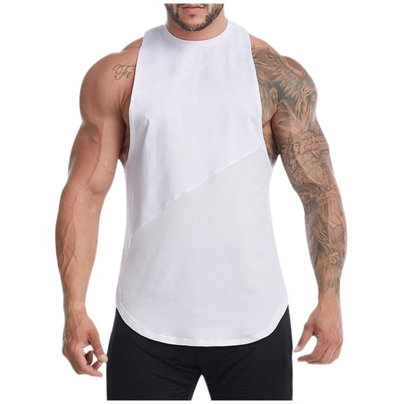 YFNNUP Men's Tank Tops Workout Gym Sleeveless Bodybuilding Shirts Fitness Athletic Muscle Tee