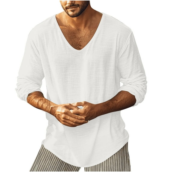 YFNNUP Men’s V Neck Muscle Shirts Long Sleeve Casual Gym Athletic T-Shirt Fashion Solid Top Sport Workout Bodybuilding Tees