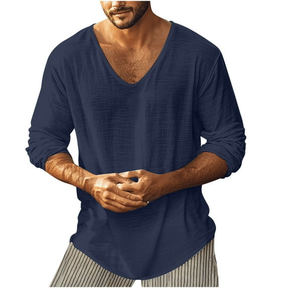 YFNNUP Men’s V Neck Muscle Shirts Long Sleeve Casual Gym Athletic T-Shirt Fashion Solid Top Sport Workout Bodybuilding Tees
