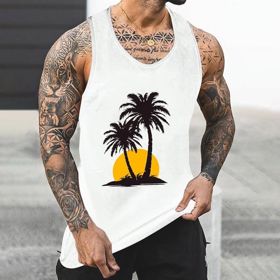 YFNNUP Men's Workout Tank Top Sleeveless Casual Running Gym Muscle Bodybuilding Casual Tees