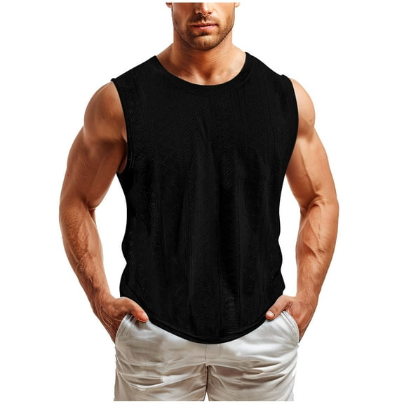 YFNNUP Men's Workout Tank Tops Waffle Casual Sleeveless T Shirts Gym Cut Off Beach Summer Tee