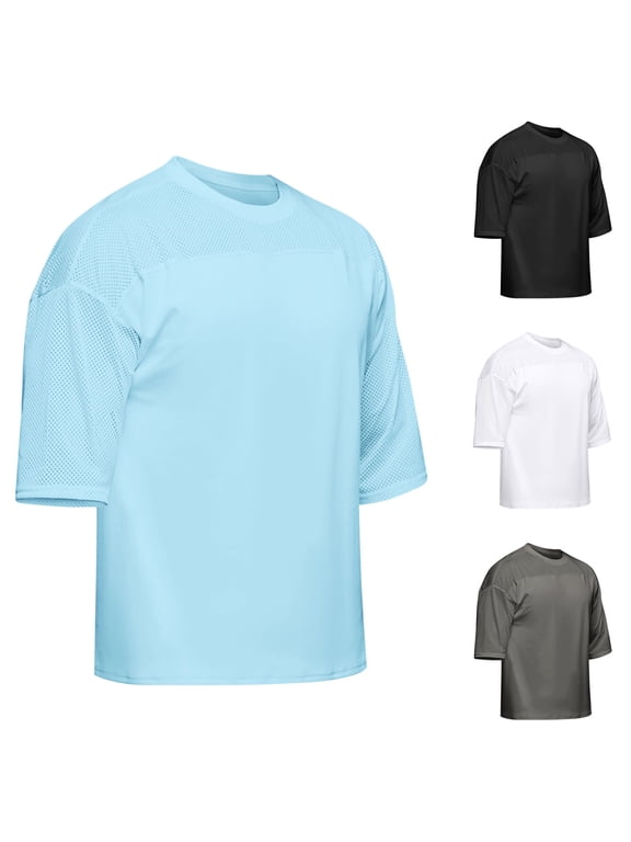 Men's Workout Tshirt Stretchy Mesh Athletic Short Sleeve Shirt Lightweight Crew-Neck Sport Tee Classic Solid Moisture Wicking Training Top White L