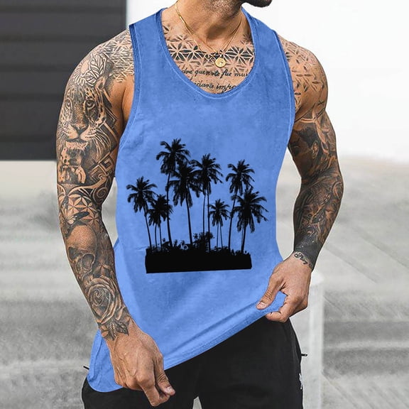 YFNNUP Mens Beach Tank Top Summer 3D Graphic Quick Dry Sleeveless Tee Shirt Gym Workout Tanks