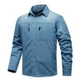 thumbnail image 1 of YFNNUP Mens Big and Tall Long Sleeve Denim Shirt Slim Fit Button Down Casual Work Shirts, 1 of 8
