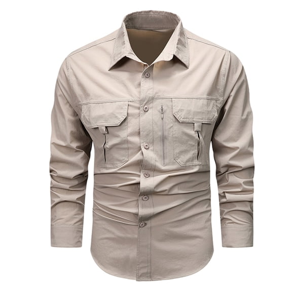 YFNNUP Mens Big and Tall Long Sleeve Tactical Shirts Military Work Fishing Shirts Button Down Breathable Outdoor Hiking Shirt