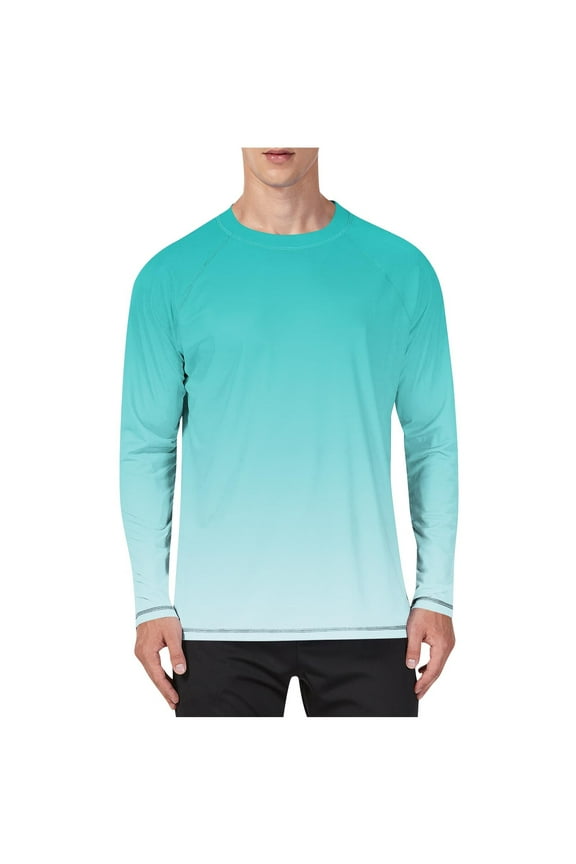 Mens Big and Tall Swim Shirts UPF 50+ Rash Guard Long Sleeve Sun UV Protection Beach Shirts Quick Dry Fishing T-Shirt