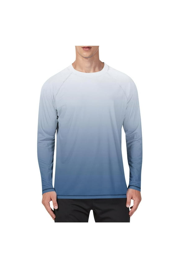 Mens Big and Tall Swim Shirts UPF 50+ Rash Guard Long Sleeve Sun UV Protection Beach Shirts Quick Dry Fishing T-Shirt
