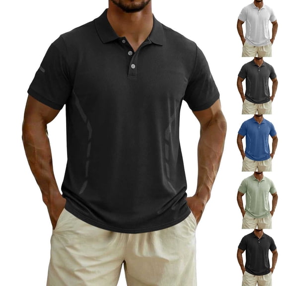 YFNNUP Mens Big and Tall Tshirt Lapel Business Shirt Lightweight Short Sleeve Shirts Casual Classic Golf Shirts Dark Gray XXXXL