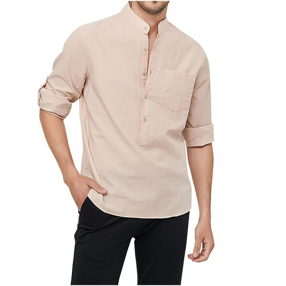 YFNNUP Mens Button Up Dress Shirts Casual Solid Color Long Sleeve T Shirt Wrinkle Free Moisture Wicking Shirt Lightweight Comfort Cotton Business Shirts